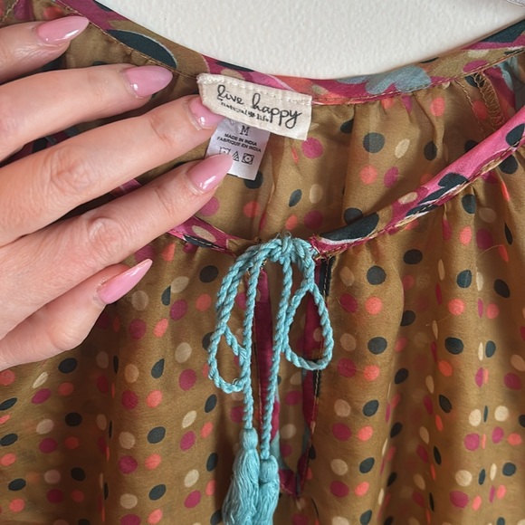 Natural Life | Boho & Bubbles Tunic w/bright florals & Tassels M - Picture 4 of 5
